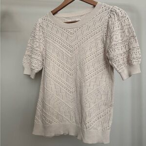 LOFT Cream Textured Knit Sweater